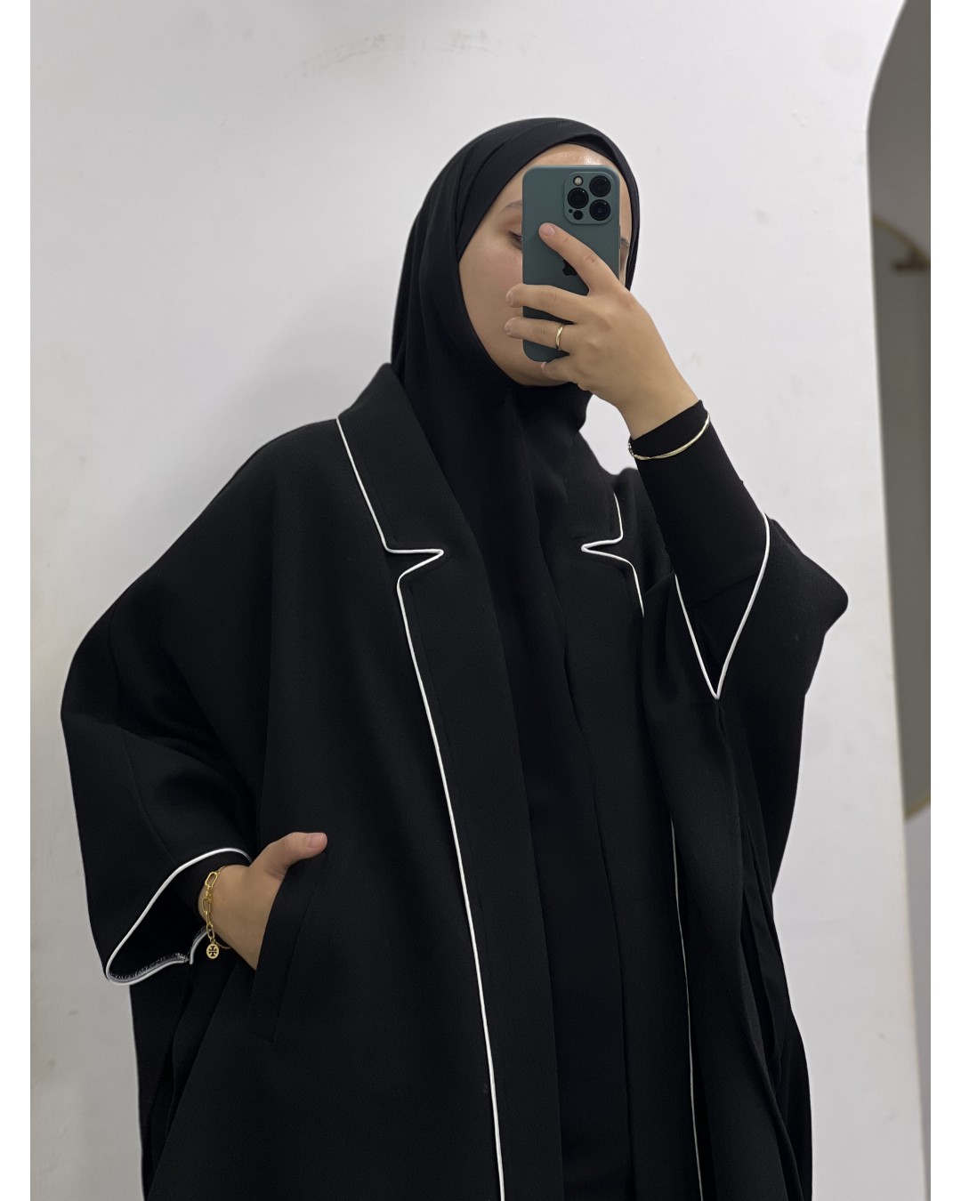 Sade Yaka Tasarım Panço 95cm (Kol ve Yaka Biyeli)